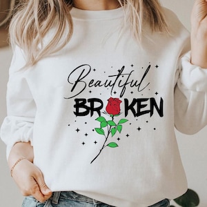 Heartbreak Rose Png, Aesthetic Floral Art T-Shirts Png, Stickers, Valentine Png, Valentine gift, Valentine Broken, Beautifully broken Girl