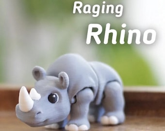 Rhino Keychain,3D Printed Rhinoceros Keyring,Safari Animal Gift,Rhino Lover Gift,Cute Wildlife Keychain, Stocking Filler UK,Party Bag Favour