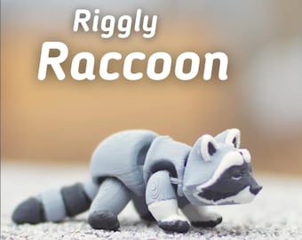 Riggly Raccoon Keyring/ Toy – 3D Printed Animal Charm | Cute Wildlife Gift UK | Articulated Bag Accessory | Quirky Gift for Her or Kids
