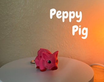 3D Printed Pink Pig Keyring – Articulating Animal Charm, UK Gift