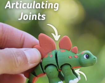 3D Printed Stegosaurus Dinosaur Toy, Cute Mini Articulated Figurine, Fidget Desk Decor, Kids Easter Gift, Dino Stocking Filler,Birthday Gift