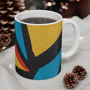 Colourful and Artistic Ceramic Mug, Unique 11oz Coffee Mug for Art Lovers, Brighten Your Morning, Perfect for Gift-Giving, Home Decor
