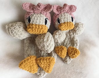 Custom Crochet Duck Lovey - Made to Order: Handmade Della Duck Snuggler - Nursery Decor