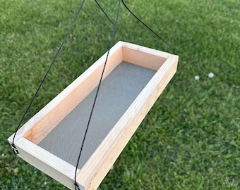 Cedar Hanging Bird Feeder with Stainless Steel Mesh