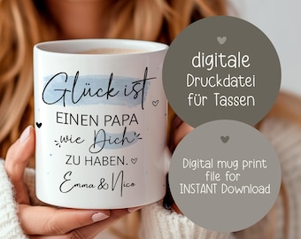 Personalized Happiness is Mug - Digital Mug Template - Own Name - Saying - Gift for Dad, Grandpa, Brother, Birthday Present