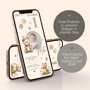 Digital Birthday Invitation for Kids – Teddy Bear, Customizable E-Card for WhatsApp, Photo Invitation for Girls and Boys, Birthday Invitation Template - Digitale Einladung Kindergeburtstag Teddybär, personalisierbare E-Card WhatsApp, Einladung Foto Mädchen, Junge, Geburtstagseinladung Vorlage