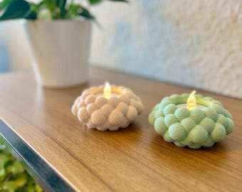 3D-geprinte theelichthouders (set van 2) + LED-theelichten / theelichthouders van PLA