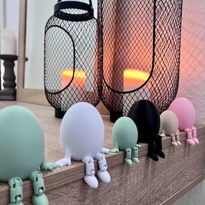 Ostereier Set mit beweglichen Beinen - 3D Druck Ei-Familie - Articulated Easter Egg - Moderne Osterdeko - Witziges Ostergeschenk