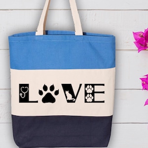 Veterinary Technician Bag, Vet Tech Tote Bag, Veterinary Gift, Stethoscope Paw Prints Nurse Tote Bag, Gift For Dog Lovers, Pet Tote Bag