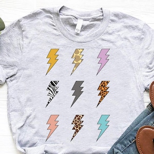 Lightning Bolt Shirt, Leopard Lightning Bolt T-Shirt, Lightning Thunder Shirt, Flash T-Shirts, Women Lighting Tees, Lightning Lover T-Shirt