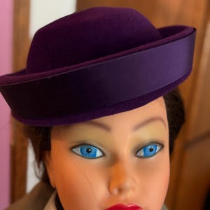 Deep Purple Velour Rimmed Hat by Valerie Moses.