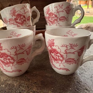 Double Phoenix, Ironstone, Flora Pink by Nikko Demitasse Cups