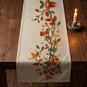 Botanische tafelloper Autumn Leaves – Rustiek-elegant herfstdecor
