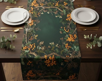 Golden Berries Orchard Table Runner Autumn Forest Botanical Decor