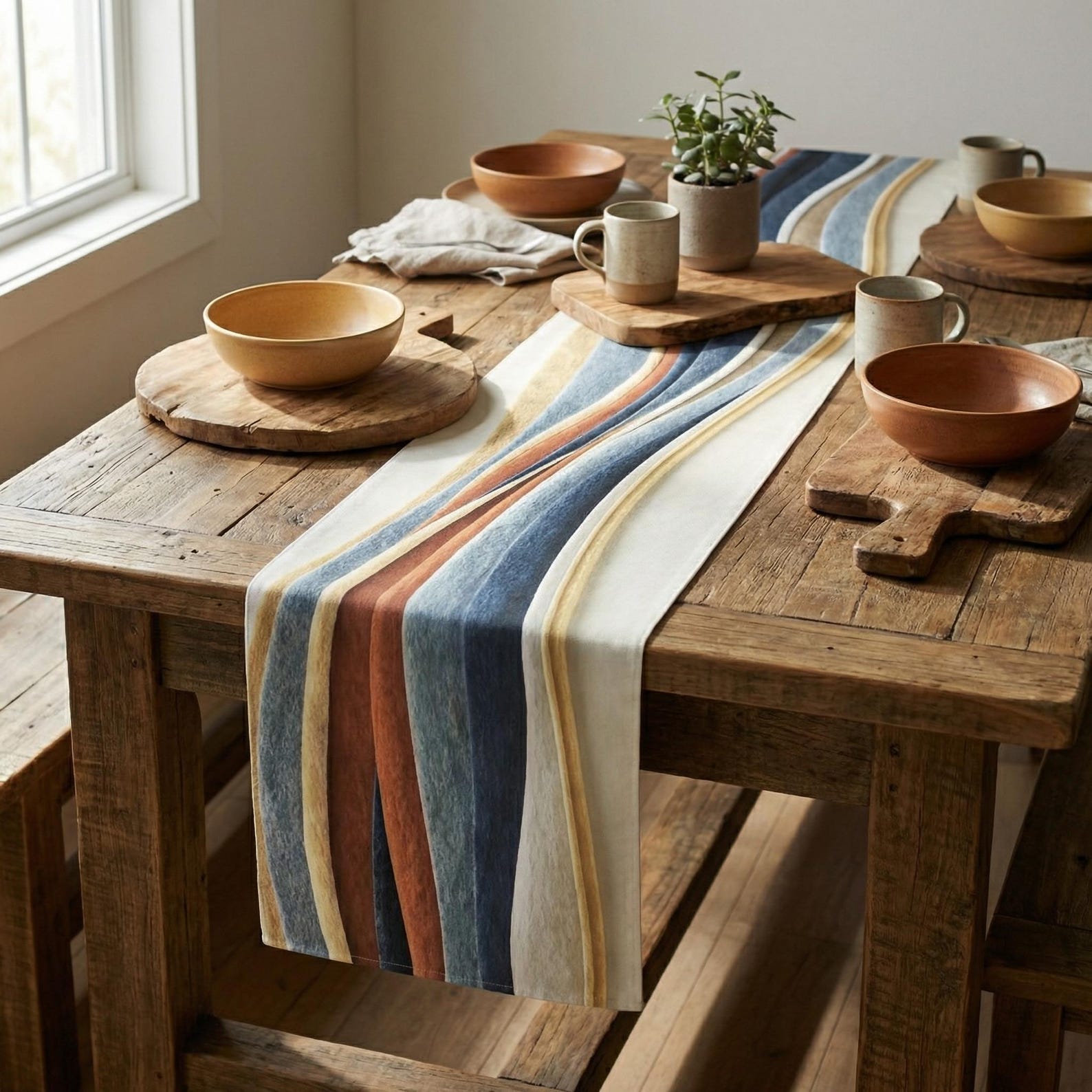 Table Runner Wave Print - 16" × 72"