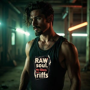 Unisex Rock Tank Top | Raw Soul No Filters Just Riffs | Music Lover Shirt | Vintage Tank | Rock Band Inspired Tee | Gift for Musicians