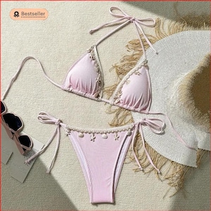 Pink seashell bikini, starfish bikini, seashell bikini, Ibiza bikini, Marbella bikini, beach club bikini, holiday bikini, Millies boutique