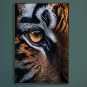 Arte murale Tiger Eye – Poster con cornice in metallo/Decorazione moderna della fauna selvatica per casa o ufficio