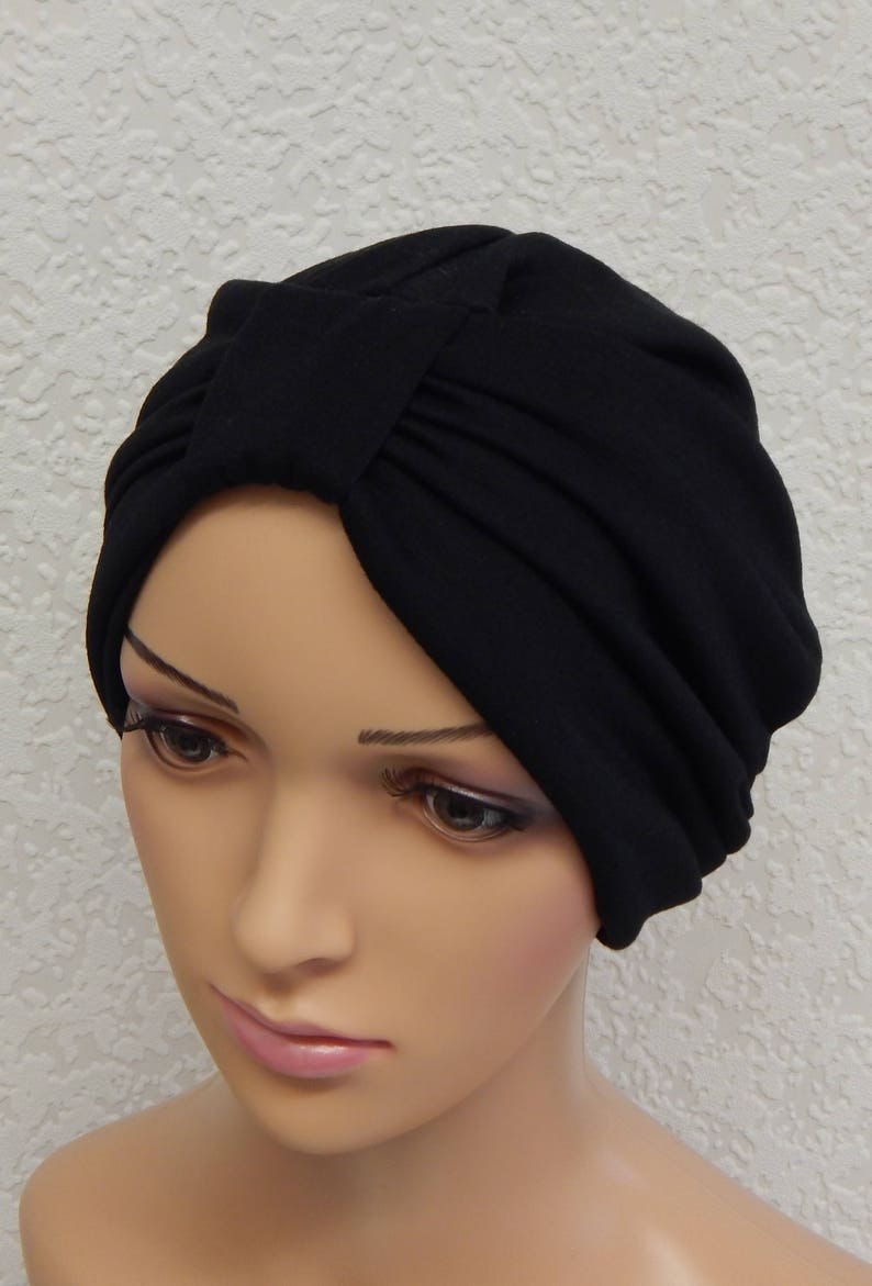Turban/casquette Chimio Femme - En Tissu Respirant, Taille Unique élastique, Confortable Pour L'été, Protection Solaire, Noir