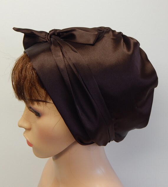 Dark Brown Satin Head Scarf Silky Head Snood Women S Etsy