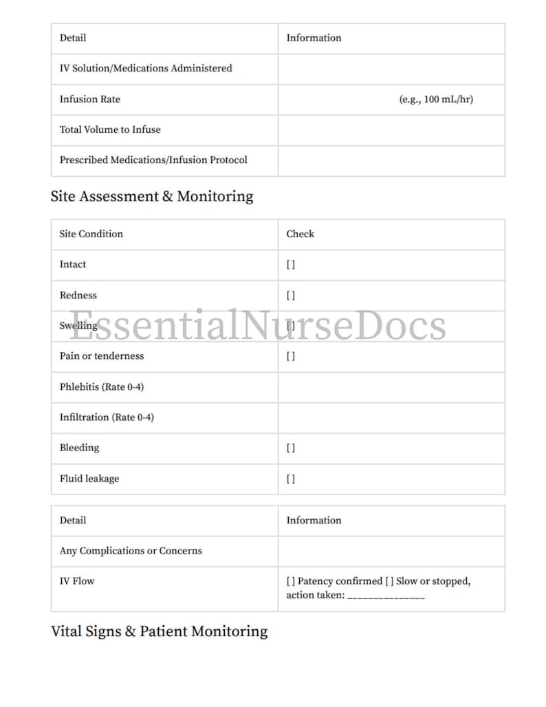 Iv Script IV Therapy Documentation Template, Editable Canva & PDF - Etsy