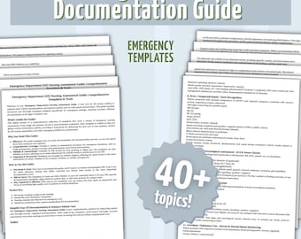Emergency Department Nursing Templates,  Editable Shift Charting & EMR Documentation Templates