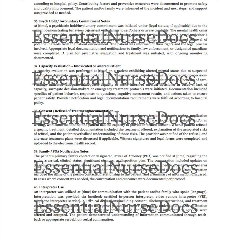 Emergency Department Nursing Templates | Editable Shift Charting & EMR ...