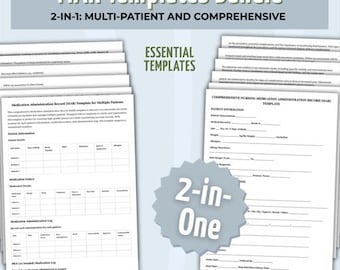 MAR Templates Bundle, Multi-Patient & Comprehensive Medication Administration Record for Nurses