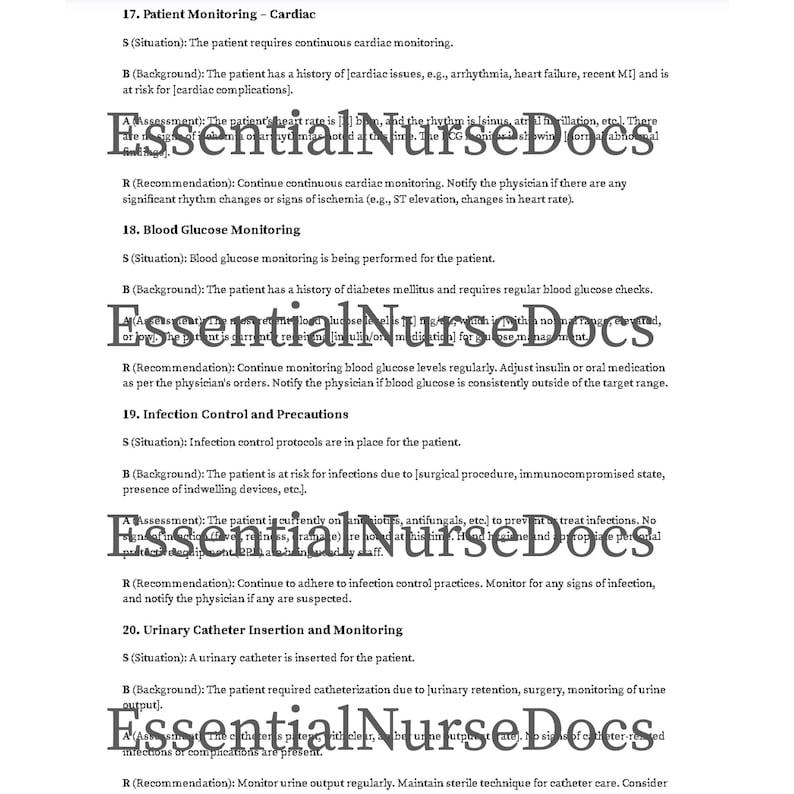 Nursing Charting Templates SBAR, Nonsbar Clinical Notes (PDF & Canva