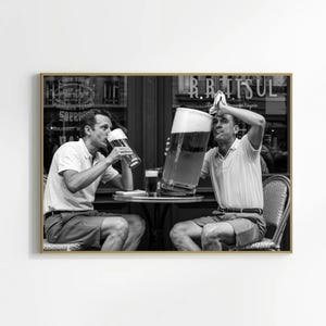 Funny Beer Lovers Poster, Retro Black and White Photography Print, Men Drinking Beer Wall Art, Horizontal Vintage Bar Decor, Gift for Him