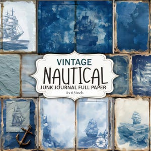 Vintage Nautical Junk Journal Printable Kit, Ocean Ship Ephemera Pages, Maritime Scrapbook Paper, Sea Anchor Map Digital Collage Set