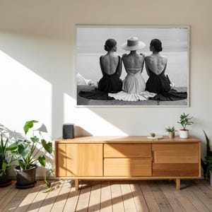 Retro Swimsuit Wall Art Print, Black and White Vintage Fashion Poster, Beach Style Photography for Coastal or Mid Century Decor