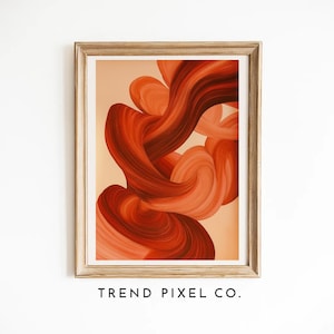 Abstract Red Swirl Wall Art Print | Modern Minimalist Painting | Bold Colorful Canvas for Living Room & Office | Contemporary Abstract Decor