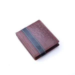 Cartera de piel estilo cocodrilo para hombre / Regalo para él / Negro y marrón / Regalo de aniversario perfecto para él /