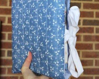 Small Blue Quilted Bow Bible/Book Bag I Gingham Pencil Pouch I Christian Gifts l Bible Journaling Accessories l Bible Cover l Church Bag