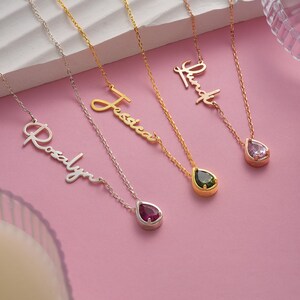 Custom Birthstone Necklace, 18K Gold Diamond Necklace, Anniversary Family Gift for Mom, Bridal Gift for Grandma, Mothers Day Gift for Her