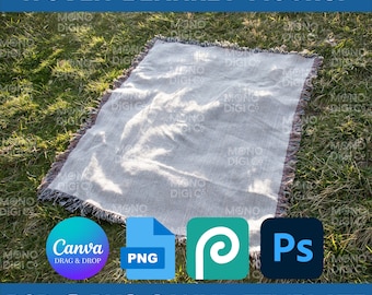 Woven Blanket Mockup Canva Jacquard Fringed Woven Blanket Photoshop Wall Hang Tapestry Blanket Mockup Bundle Canva Template