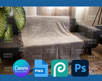 Modello di coperta tessuta: Canva, Photoshop, PNG (download digitale)