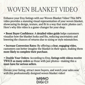 Video av vävd filt inomhus + designfil, fransfilt hängd inomhus, riktig video av POD Etsy-video, digital nedladdning (MP4) bild 3