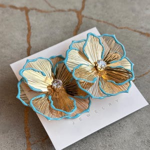 Gold Floral Statement Earrings: Cascading Petal Dangle Jewelry