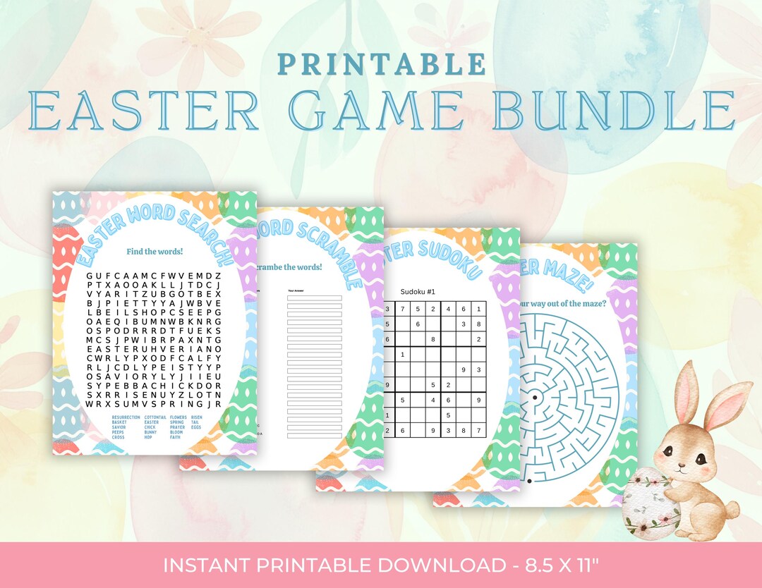 Easter Activity Bundle, Kids Easter Games, Word Search, Sudoku, Maze ...