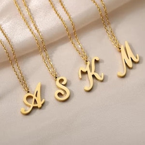 Collier lettre personnalisé - Pendentif initial étanche en acier inoxydable doré
