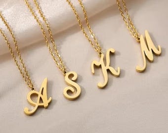 Custom Letter Necklace – Waterproof Gold Stainless Steel Initial Pendant