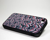 Phone Case - Blue & Red Feather Pattern - Iphone6, 5C, 5S, 4S