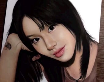 Custom color Pencil Portrait from Photo realistic Hand-Drawn wedding Gift colour painting drawing