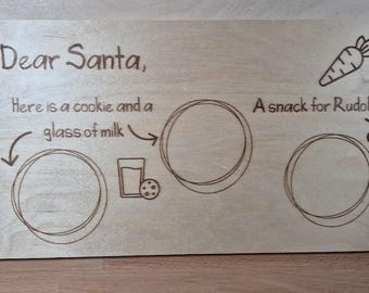Wooden Christmas Eve Plate for Cookies, Milk & Reindeer Treats