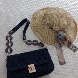 Makramee Tasche und Hut Set - Handgefertigter Sommer Damen Set - Beach Style - Boho Sommer Combo - Urlaub Geschenkidee