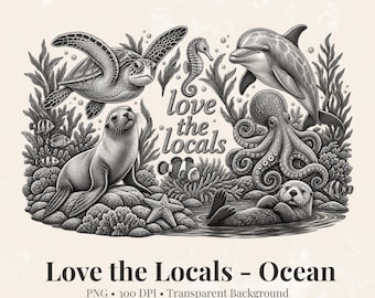 Love the Locals Ocean PNG with transparent background and high resolution 300 dpi. For Personal and Commercial use.