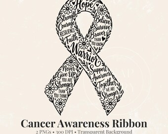 Cancer Awareness Ribbon PNG, Cancer Survivor PNG, Cancer Warrior Design, Floral Daisy Ribbon, Sublimation Shirt Design