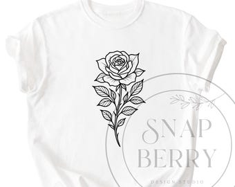 Rose Tattoo Style PNG Sublimation, Transparent Background, 300 dpi.